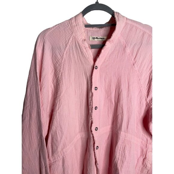FREE PEOPLE We the Free Summer Daydream Button Down Shirt Pink Size L NEW $108 - Picture 2 of 4